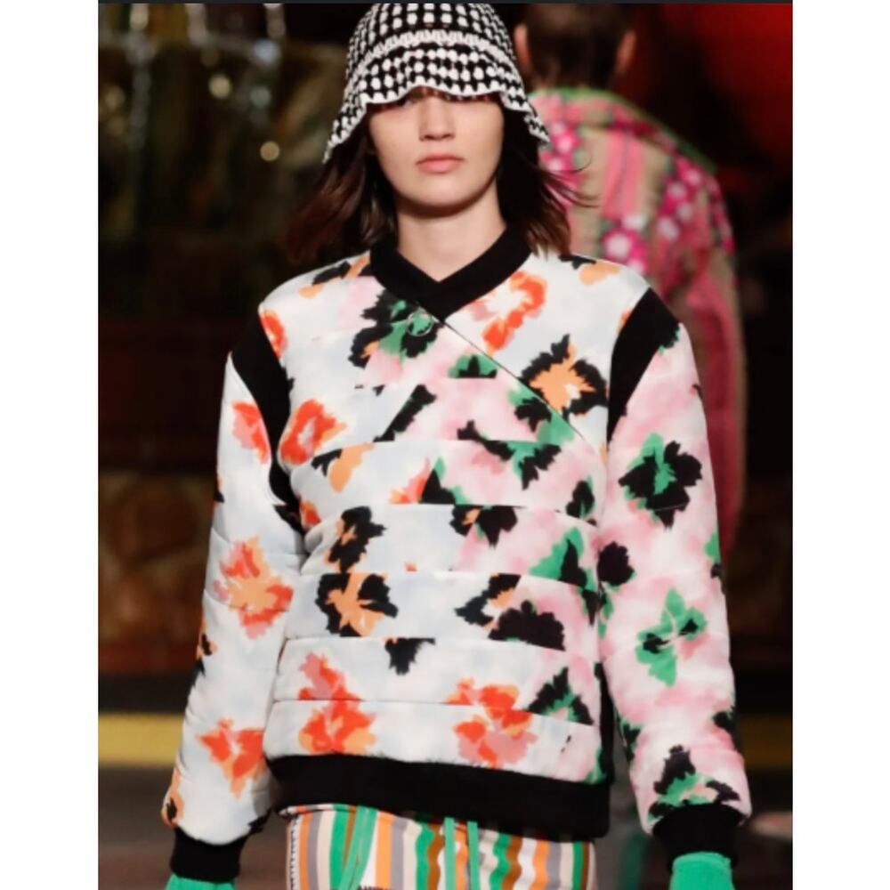 Opening Ceremony Floral 1/4 Zip Silk Bomber Jacket Rare - Picture 2 of 11